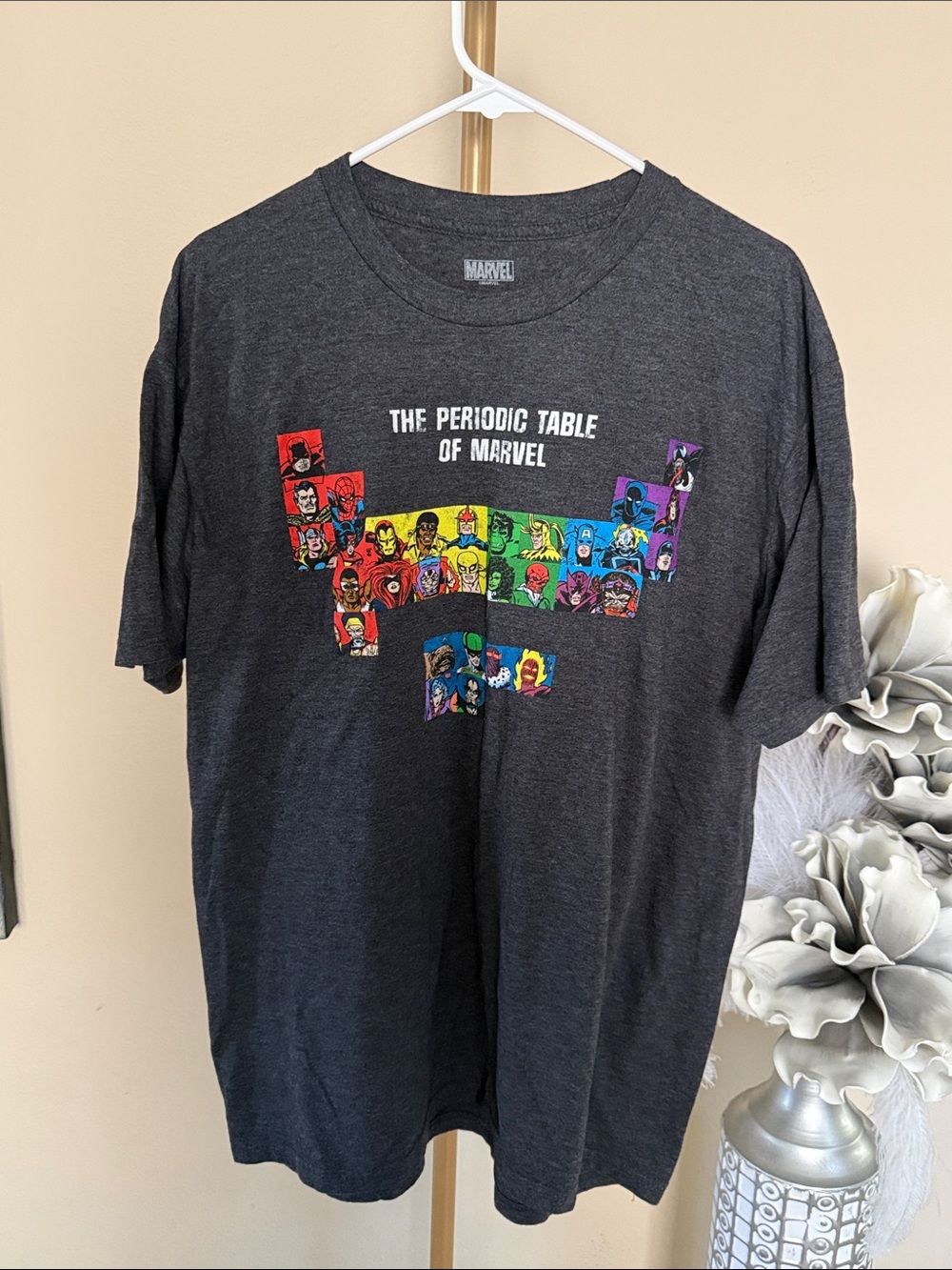 Marvel Charcoal Short-Sleeve Tee with Rainbow Character Grid